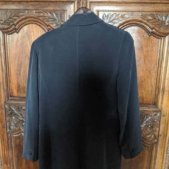 Long Silk Blazer Midnight Blue - Picture 3 of 3